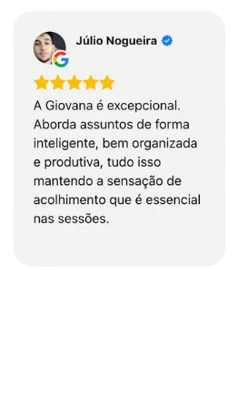 Descrição de uma avaliação no Google.