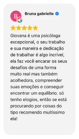 Descrição de uma avaliação no Google.