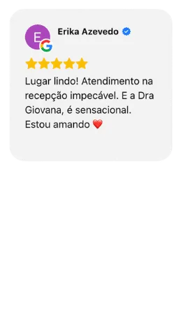 Descrição de uma avaliação no Google.