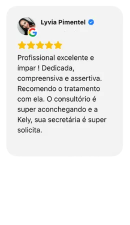 Descrição de uma avaliação no Google.