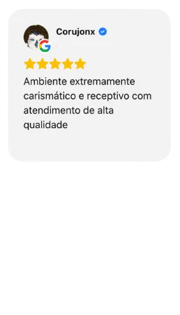Descrição de uma avaliação no Google.